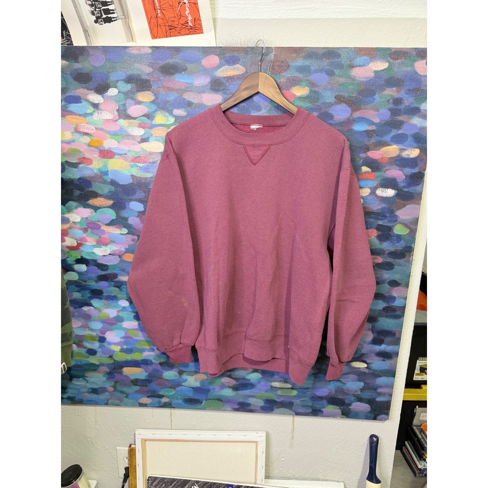 Vintage Russell Athletic Crewneck Sweatshirt Maroon Burgundy V-Stitch Mens L